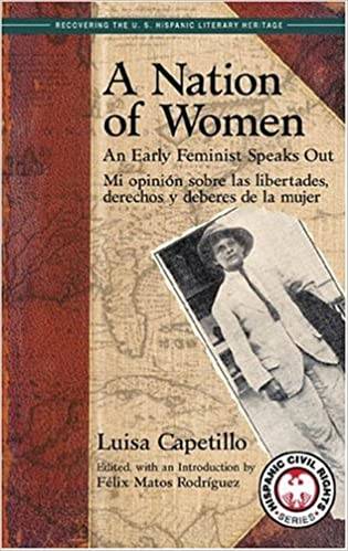 "A Nation of Women" book cover with a map in the background and a black and white photo of person laid over the map